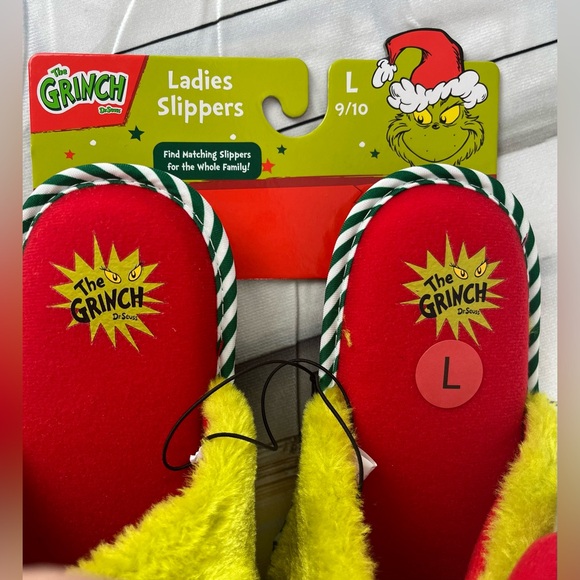 The Grinch :L(9/10) Women Christmas Holiday Slide Slippers/Socks Multi Color - Picture 4 of 8